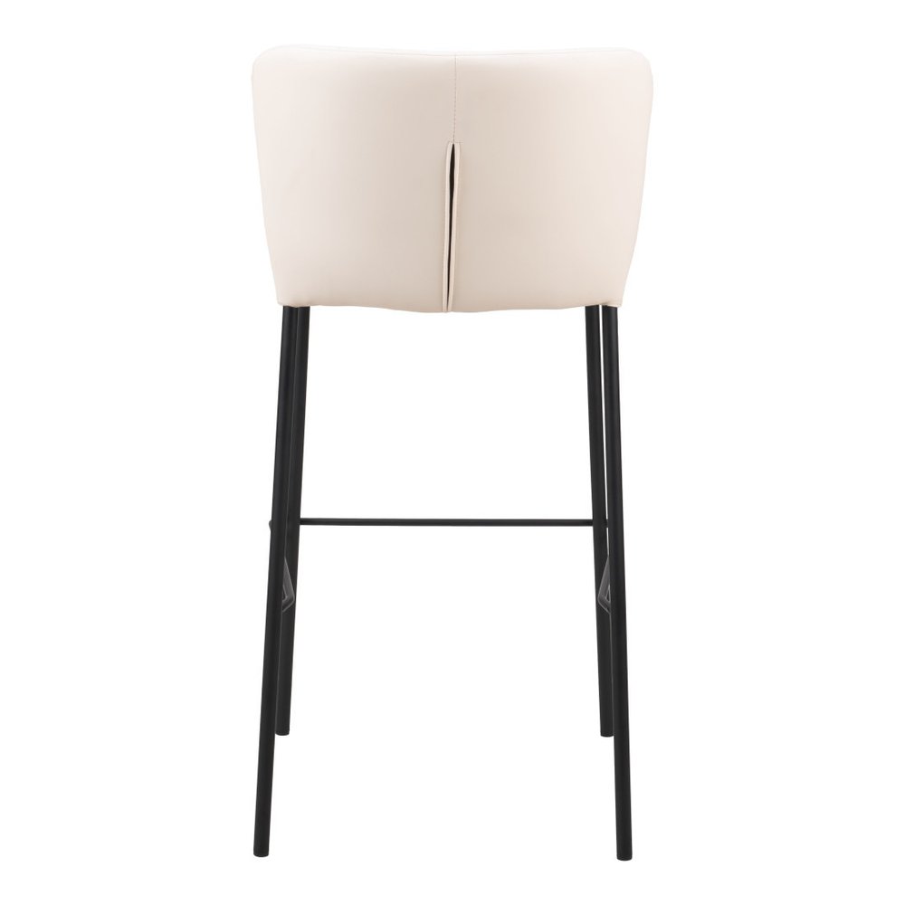 Set of Two 29" Cream And Black Faux Leather And Fabric And Steel Bar Height Bar Chairs HomeRoots
