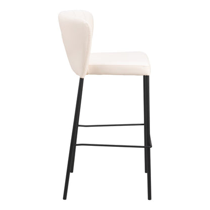 Set of Two 29" Cream And Black Faux Leather And Fabric And Steel Bar Height Bar Chairs HomeRoots