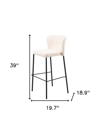 Set of Two 29" Cream And Black Faux Leather And Fabric And Steel Bar Height Bar Chairs HomeRoots
