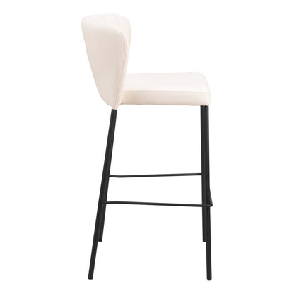 Set of Two 29" Cream And Black Faux Leather And Fabric And Steel Bar Height Bar Chairs HomeRoots