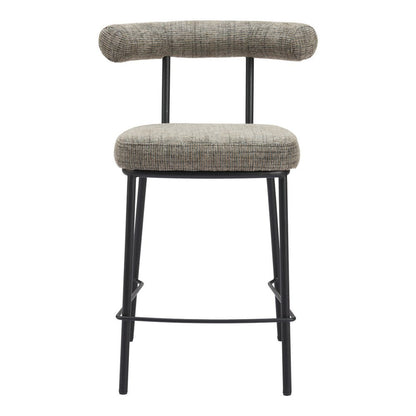 26" Green And Black Chenille And Steel Low Back Counter Height Bar Chair HomeRoots