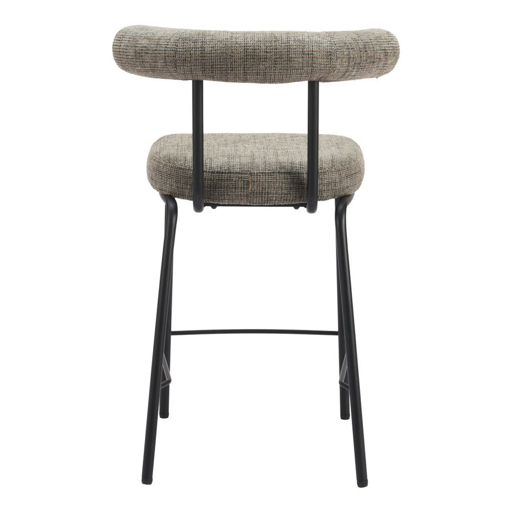 26" Green And Black Chenille And Steel Low Back Counter Height Bar Chair HomeRoots