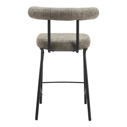 26" Green And Black Chenille And Steel Low Back Counter Height Bar Chair HomeRoots