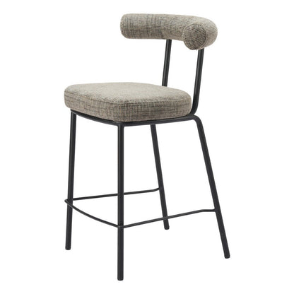 26" Green And Black Chenille And Steel Low Back Counter Height Bar Chair HomeRoots