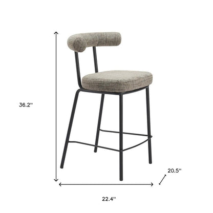 26" Green And Black Chenille And Steel Low Back Counter Height Bar Chair HomeRoots