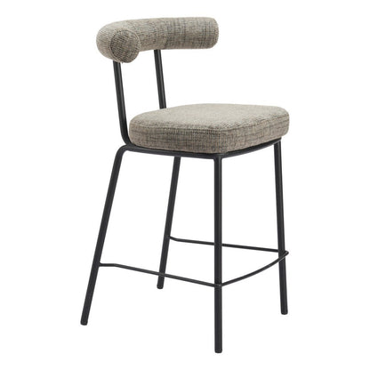 26" Green And Black Chenille And Steel Low Back Counter Height Bar Chair HomeRoots