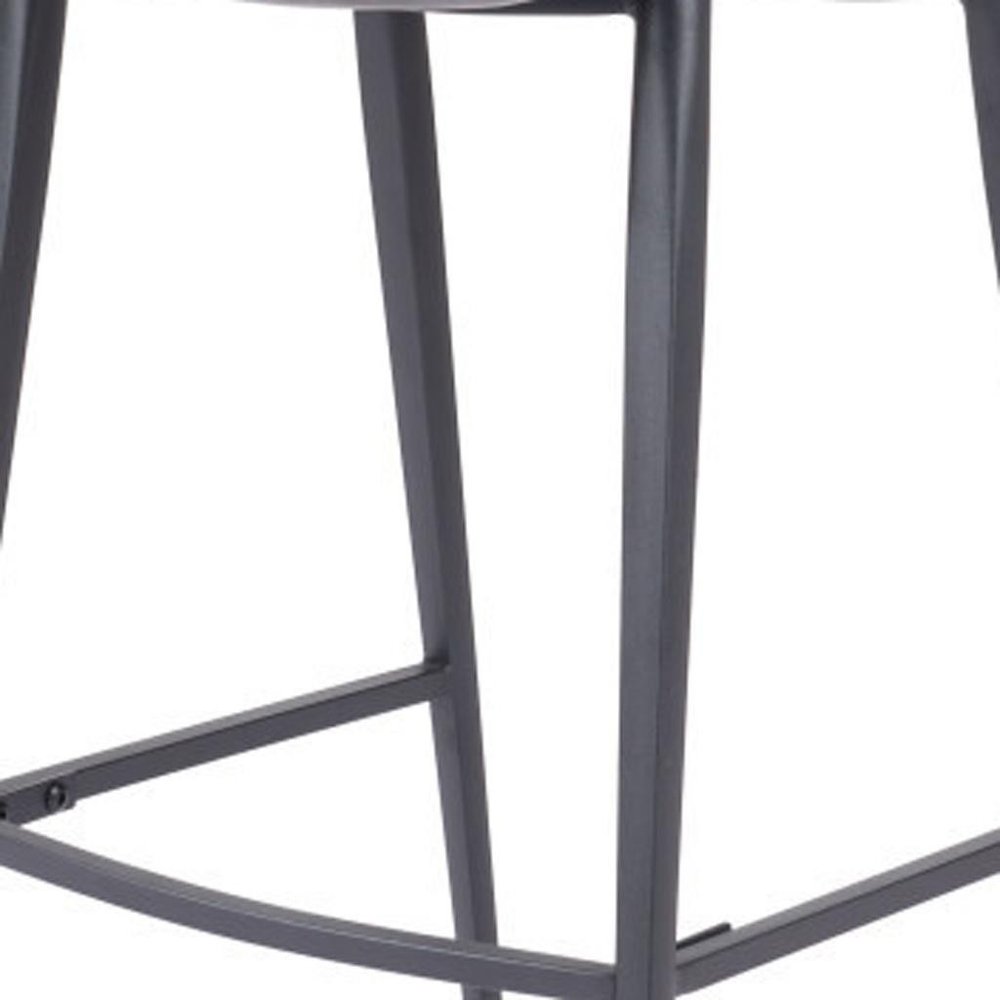 30" Gray And Black Faux Leather And Fabric And Steel Low Back Bar Height Bar Chair HomeRoots