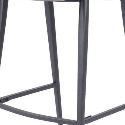 30" Gray And Black Faux Leather And Fabric And Steel Low Back Bar Height Bar Chair HomeRoots