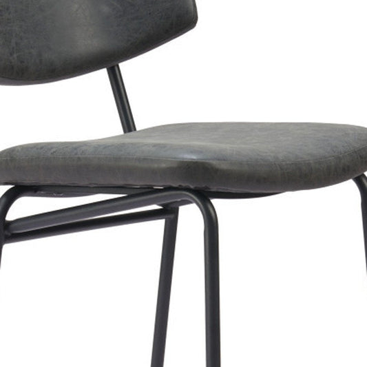 Set of Two 26" Black Faux Leather And Steel Low Back Counter Height Bar Chairs