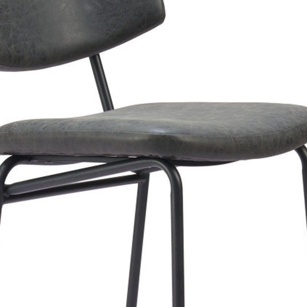 Set of Two 26" Black Faux Leather And Steel Low Back Counter Height Bar Chairs HomeRoots