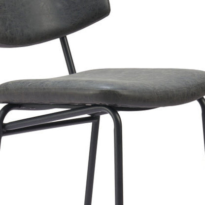 Set of Two 26" Black Faux Leather And Steel Low Back Counter Height Bar Chairs HomeRoots