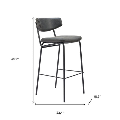 Set of Two 26" Black Faux Leather And Steel Low Back Counter Height Bar Chairs HomeRoots