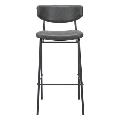 Set of Two 26" Black Faux Leather And Steel Low Back Counter Height Bar Chairs HomeRoots