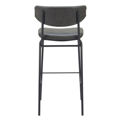 Set of Two 26" Black Faux Leather And Steel Low Back Counter Height Bar Chairs HomeRoots