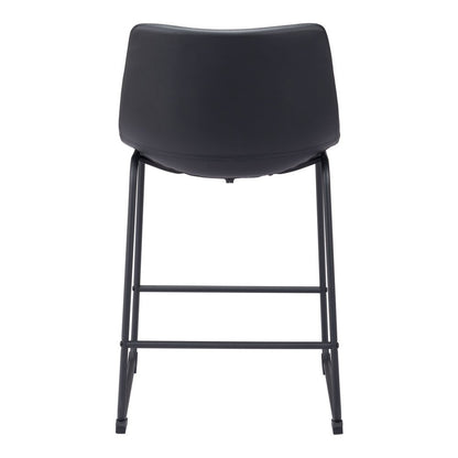 Set of Two 24" Black Faux Leather And Steel Counter Height Bar Chairs HomeRoots