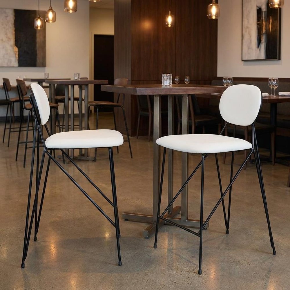 Set of Two 26" Gray And Gold Velvet And Steel Low Back Counter Height Bar Chairs HomeRoots