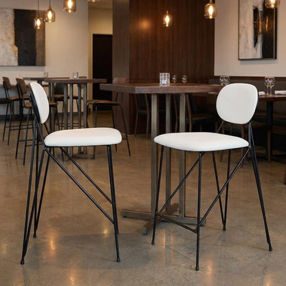 Set of Two 26" Gray And Gold Velvet And Steel Low Back Counter Height Bar Chairs HomeRoots