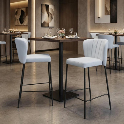 Set of Two 26" Gray And Black Faux Leather And Fabric And Steel Counter Height Bar Chairs HomeRoots