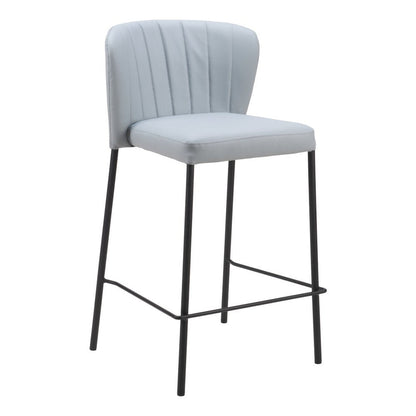 Set of Two 26" Gray And Black Faux Leather And Fabric And Steel Counter Height Bar Chairs HomeRoots