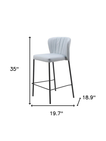 Set of Two 26" Gray And Black Faux Leather And Fabric And Steel Counter Height Bar Chairs HomeRoots