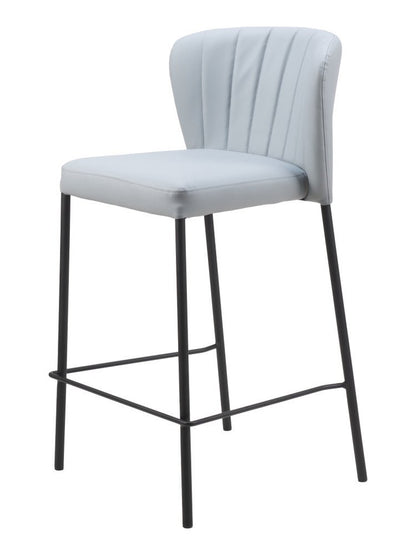Set of Two 26" Gray And Black Faux Leather And Fabric And Steel Counter Height Bar Chairs HomeRoots