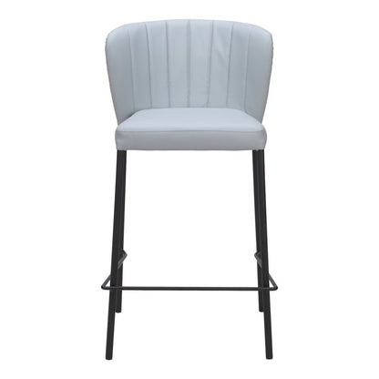 Set of Two 26" Gray And Black Faux Leather And Fabric And Steel Counter Height Bar Chairs HomeRoots