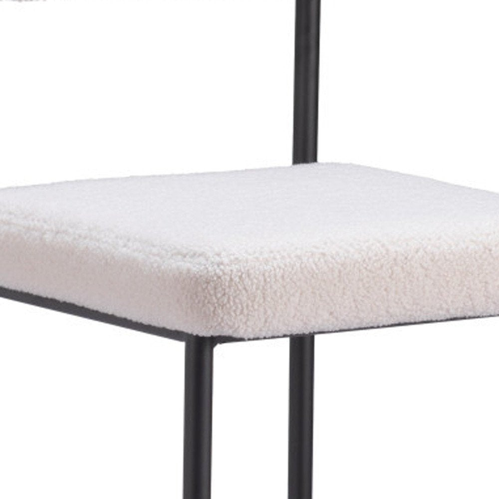 Set of Two 26" Ivory And Black Faux Shearling And Steel Low Back Counter Height Bar Chairs HomeRoots