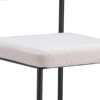 Set of Two 26" Ivory And Black Faux Shearling And Steel Low Back Counter Height Bar Chairs HomeRoots