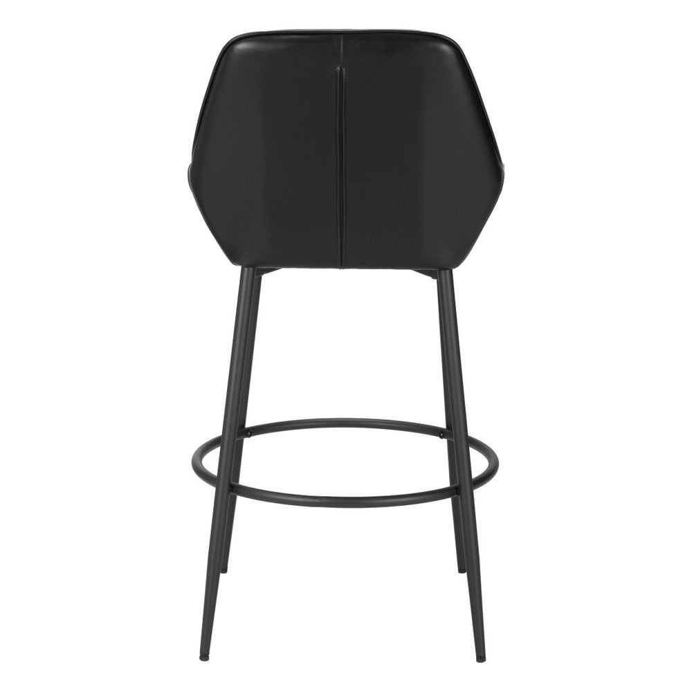 Set of Two 30" Black Faux Leather And Fabric And Steel Bar Height Bar Chairs HomeRoots