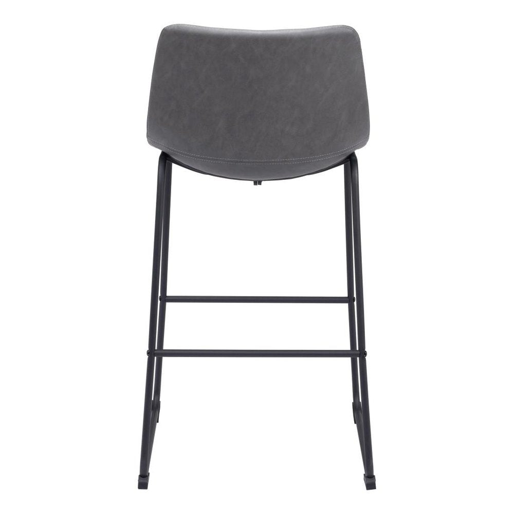 Set of Two 29" Charcoal And Black Faux Leather And Steel Counter Height Bar Chairs HomeRoots