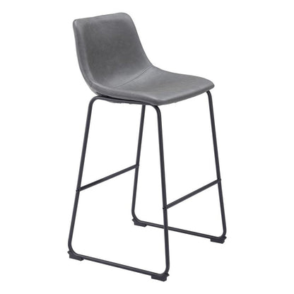 Set of Two 29" Charcoal And Black Faux Leather And Steel Counter Height Bar Chairs HomeRoots