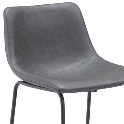 Set of Two 29" Charcoal And Black Faux Leather And Steel Counter Height Bar Chairs HomeRoots