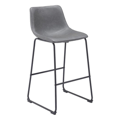 Set of Two 29" Charcoal And Black Faux Leather And Steel Counter Height Bar Chairs HomeRoots