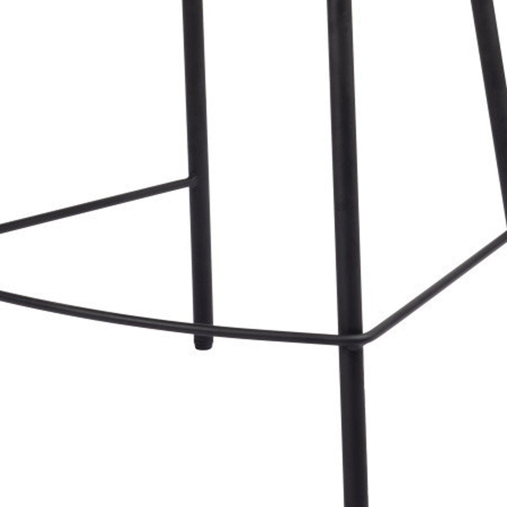 26" Ivory And Black Shearling And Fabric And Steel Counter Height Bar Chair HomeRoots