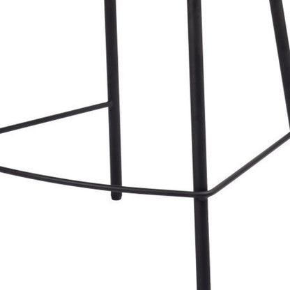 26" Ivory And Black Shearling And Fabric And Steel Counter Height Bar Chair HomeRoots