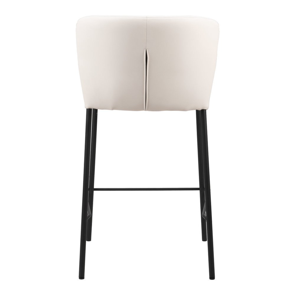 Set of Two 26" Cream And Black Faux Leather And Fabric And Steel Counter Height Bar Chairs HomeRoots