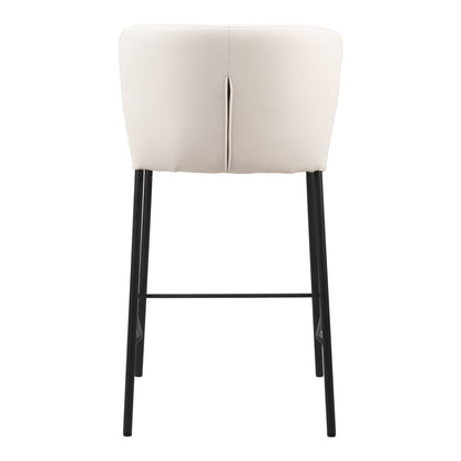 Set of Two 26" Cream And Black Faux Leather And Fabric And Steel Counter Height Bar Chairs HomeRoots