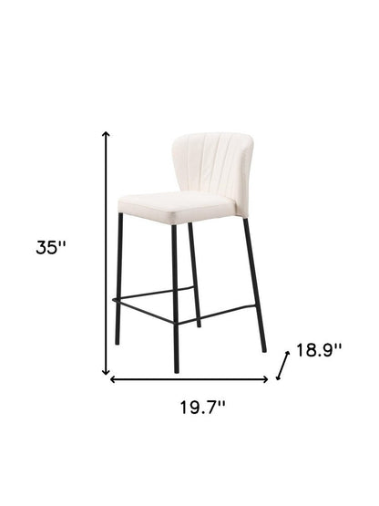 Set of Two 26" Cream And Black Faux Leather And Fabric And Steel Counter Height Bar Chairs HomeRoots