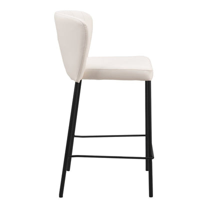 Set of Two 26" Cream And Black Faux Leather And Fabric And Steel Counter Height Bar Chairs HomeRoots