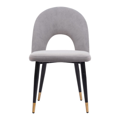 Set of Two Green Black and Gold Upholstered Velvet Open Back Dining Side Chairs HomeRoots