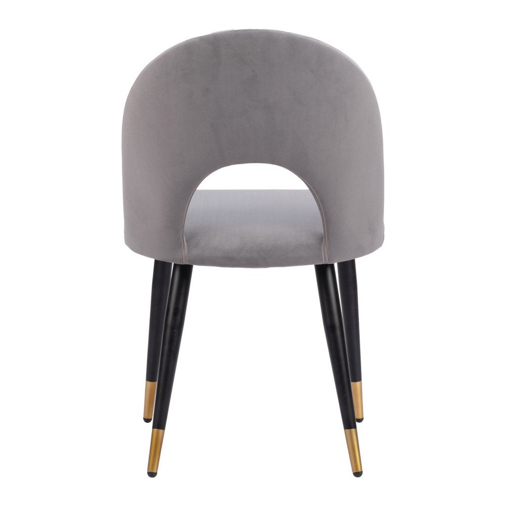 Set of Two Green Black and Gold Upholstered Velvet Open Back Dining Side Chairs HomeRoots