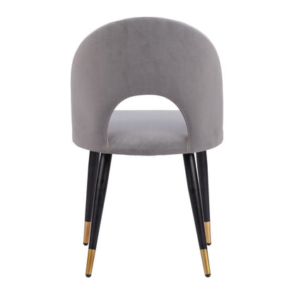 Set of Two Green Black and Gold Upholstered Velvet Open Back Dining Side Chairs HomeRoots