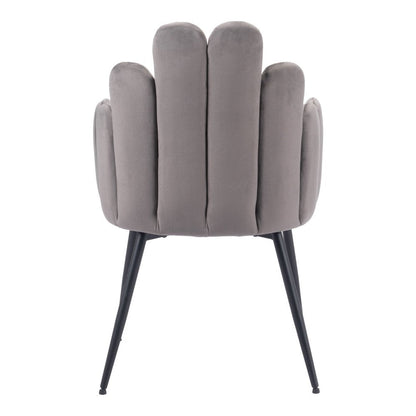 Set of Two Gray And Black Tufted Velvet And Steel Dining Arm Chairs HomeRoots