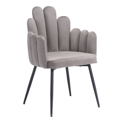 Set of Two Gray And Black Tufted Velvet And Steel Dining Arm Chairs HomeRoots