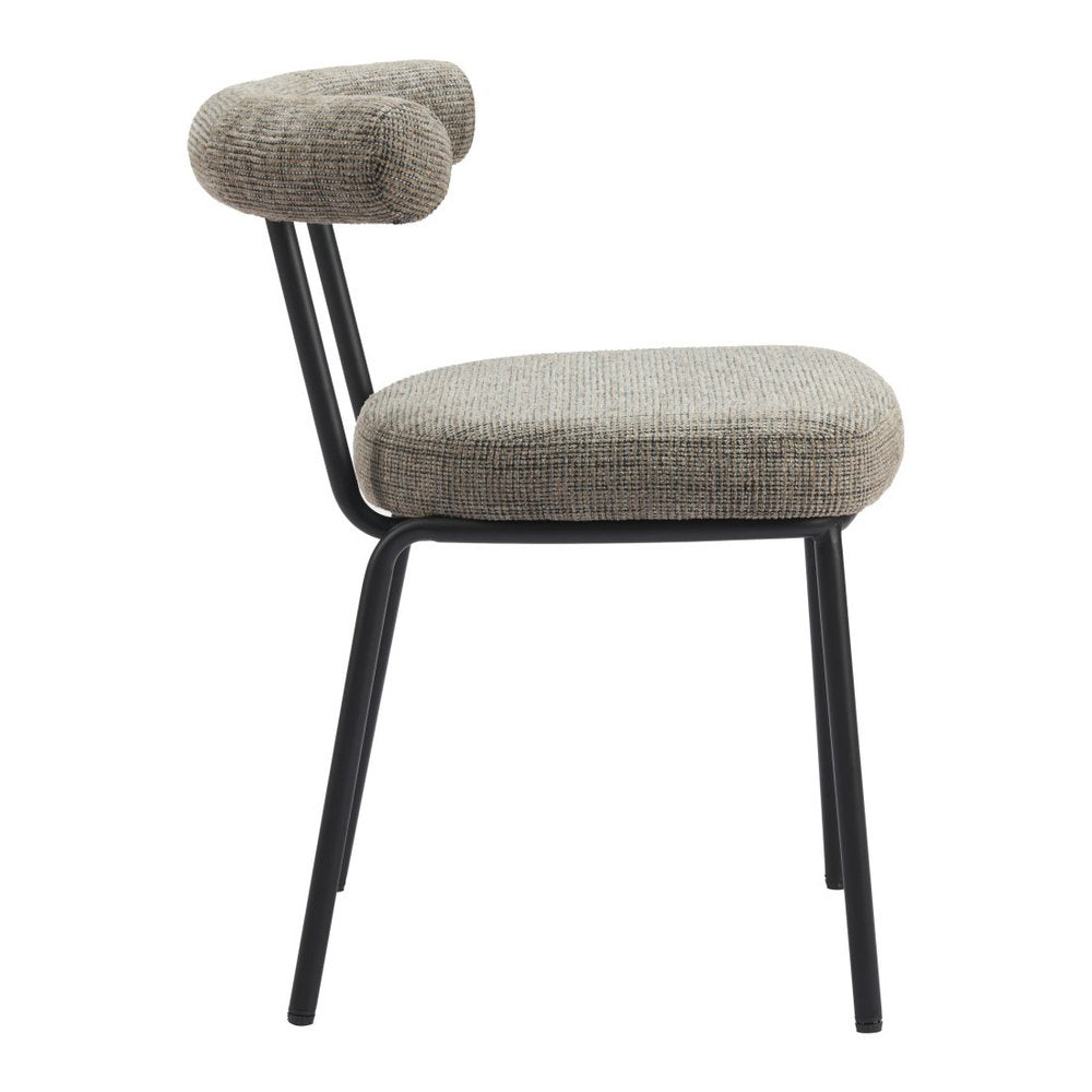 Set of Two Green and Black Upholstered Chenille Open Back Dining Side Chairs HomeRoots