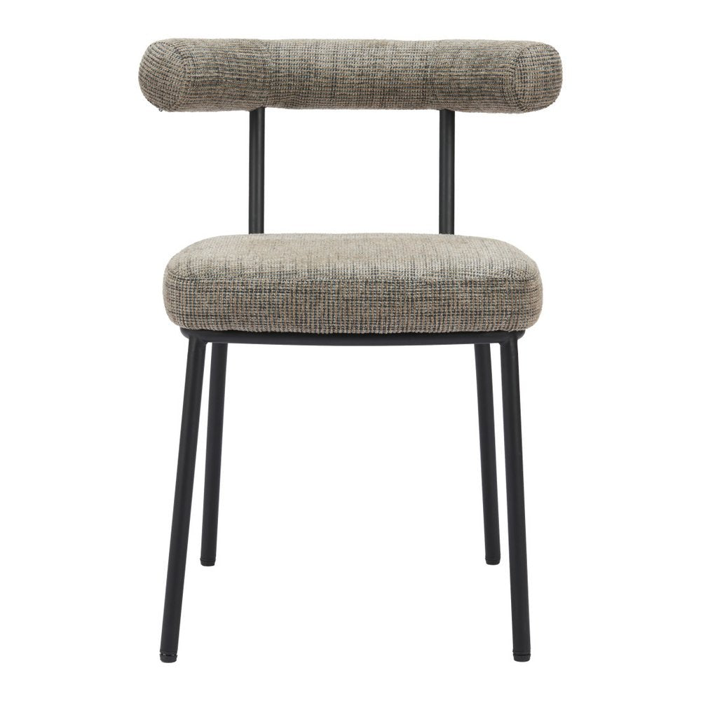 Set of Two Green and Black Upholstered Chenille Open Back Dining Side Chairs HomeRoots