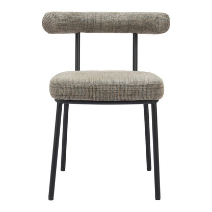 Set of Two Green and Black Upholstered Chenille Open Back Dining Side Chairs HomeRoots