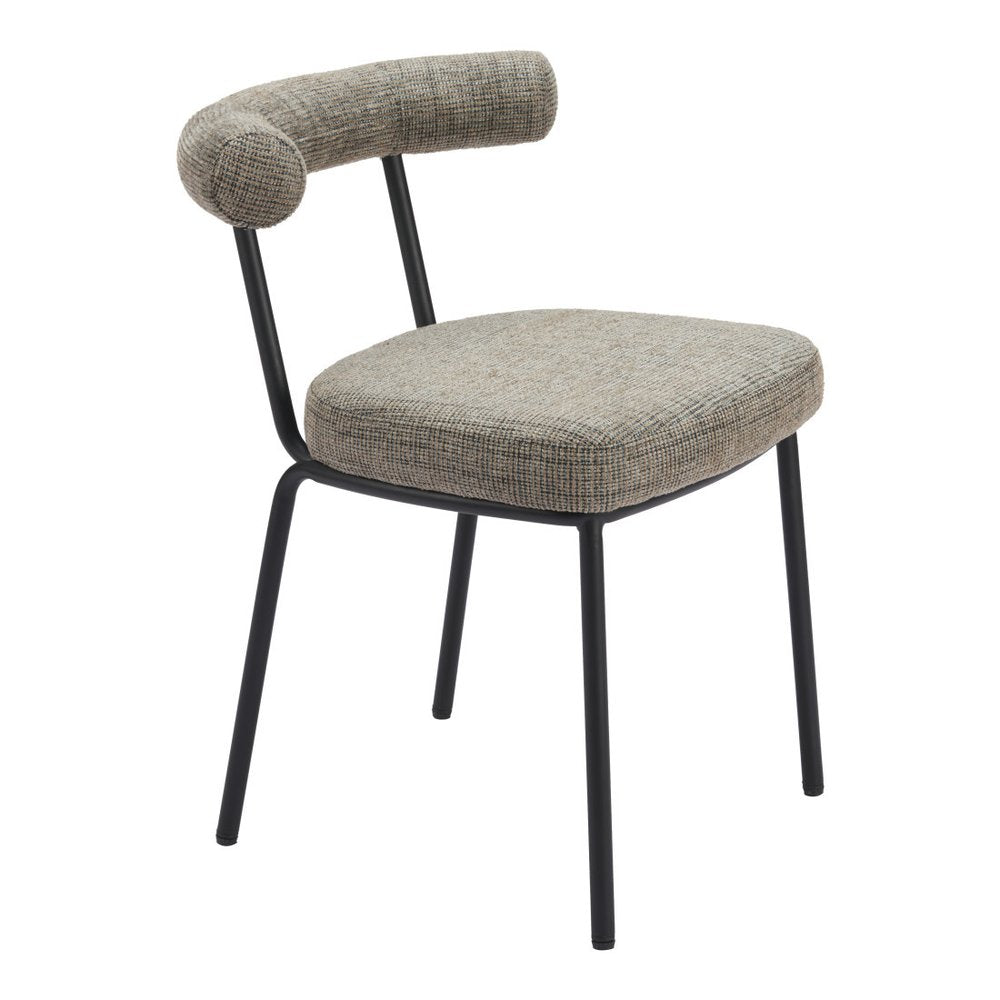 Set of Two Green and Black Upholstered Chenille Open Back Dining Side Chairs HomeRoots
