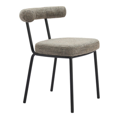 Set of Two Green and Black Upholstered Chenille Open Back Dining Side Chairs HomeRoots