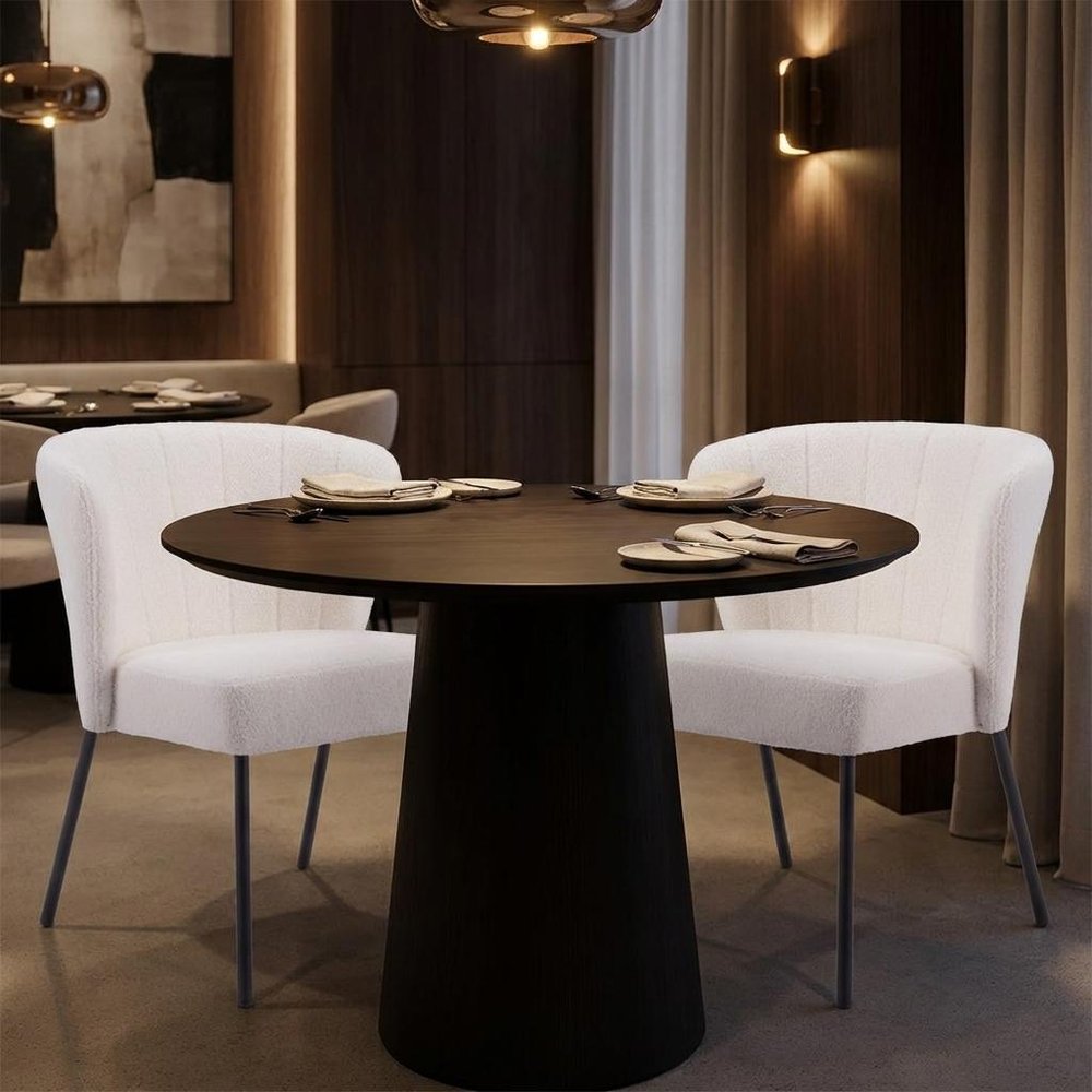 Set of Two Cream And Black Tufted Upholstery And Steel Dining Side Chairs HomeRoots